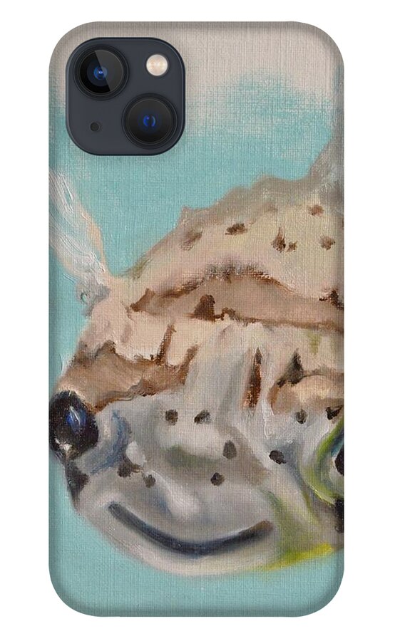Pufferfish iPhone 13 Case featuring the painting Puffer Fish Underwater Painting Series by Donna Tuten