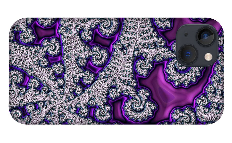 Abstract iPhone 13 Case featuring the digital art Purple Twirls 2 by Manpreet Sokhi