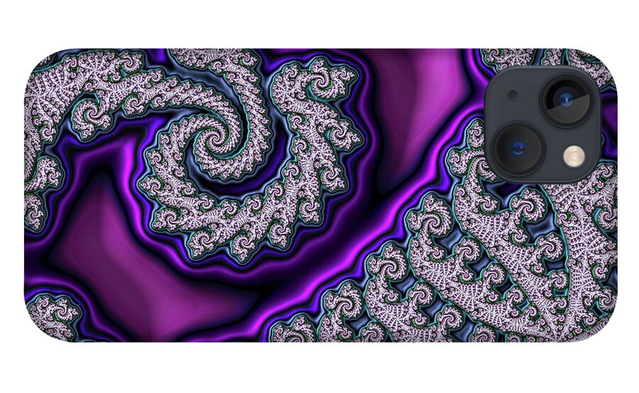 Abstract iPhone 13 Case featuring the digital art Purple Twirls 3 by Manpreet Sokhi