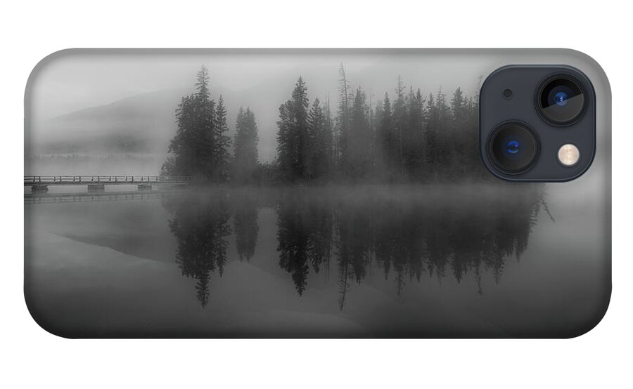 Moody Lake iPhone 13 Case featuring the photograph Pyramid Island In Fog by Dan Sproul