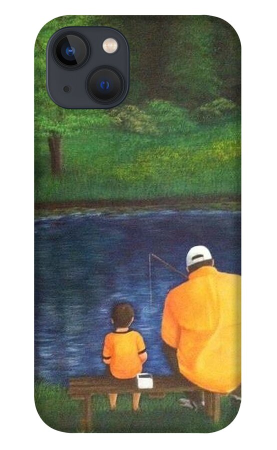 Fishing iPhone 13 Case featuring the painting Quality Time by Marlene Little
