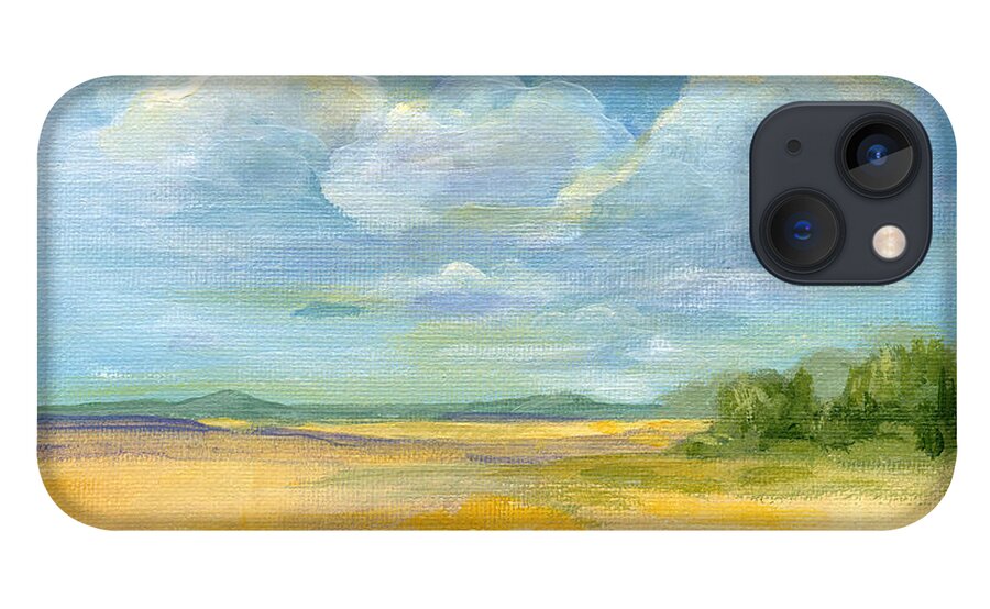 Landscape iPhone 13 Case featuring the painting Quiet - Nebraska Skies by Annie Troe