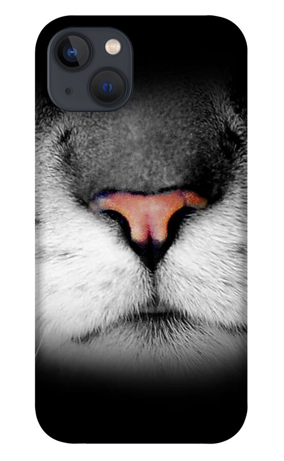Cat iPhone 13 Case featuring the digital art Realistic Cute Furry Cat Face by Laura Ostrowski
