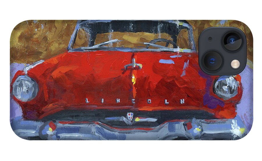Lincoln iPhone 13 Case featuring the painting Red 1954 Lincoln Capri by David King Studio