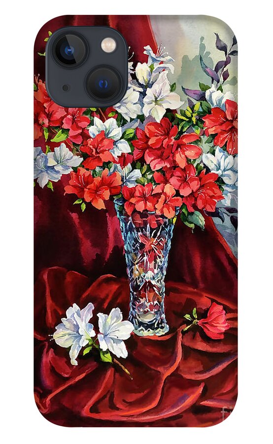 Still Life iPhone 13 Case featuring the painting Red and White Azaleas by Maria Rabinky