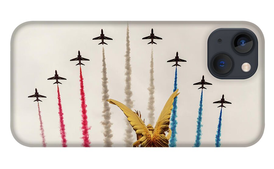 Raf iPhone 13 Case featuring the photograph Red Arrows over Victoria Memorial by Andrew Lalchan
