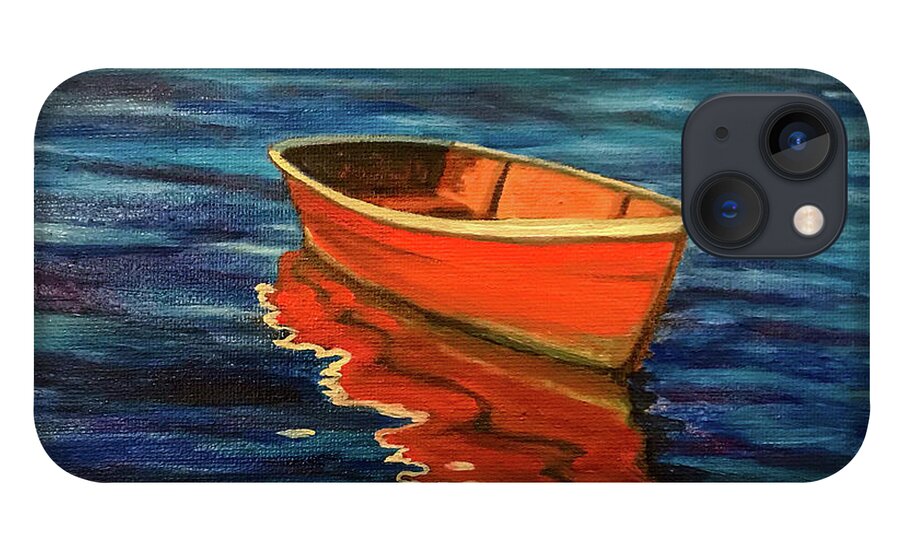 Painting iPhone 13 Case featuring the painting Red Boat by Sherrell Rodgers