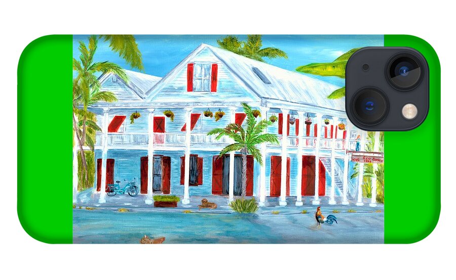 Conch House iPhone 13 Case featuring the painting Red Doors Inn by Linda Cabrera