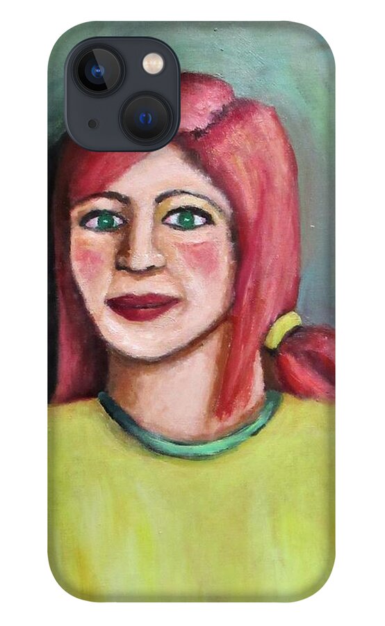 Figure iPhone 13 Case featuring the painting Red Hair Woman by Gregory Dorosh