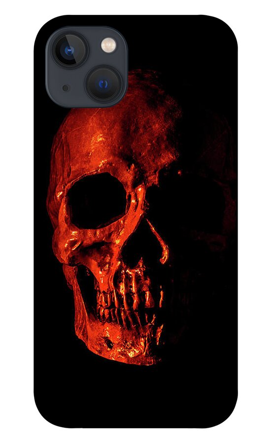 Human iPhone 13 Case featuring the photograph Red Skull by Carlos Caetano