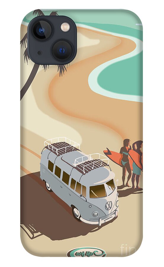 Vw Kombi iPhone 13 Case featuring the painting Retro Surf life VW Kombi by Sassan Filsoof