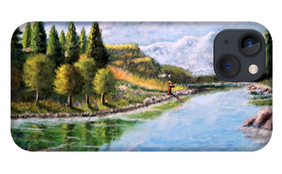 Landscape iPhone 13 Case featuring the painting River Greeting by Gregory Dorosh