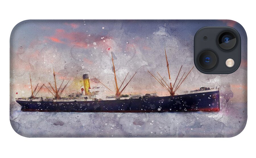 Steamer iPhone 13 Case featuring the digital art R.M.S. Medic by Geir Rosset