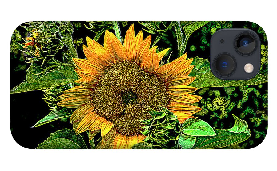 Sunflower iPhone 13 Case featuring the digital art Roaming the Sunflower by SnapHappy Photos
