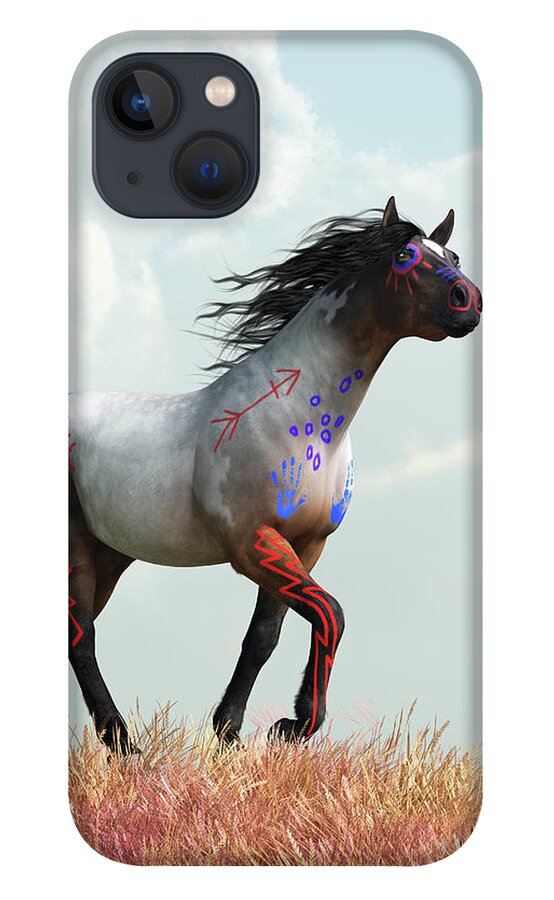 Roan War Horse iPhone 13 Case featuring the digital art Roan War Horse by Daniel Eskridge