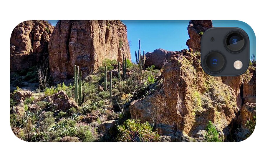 Arboretum iPhone 13 Case featuring the photograph Rocky HIghrises in the Sonoran Desert by Judy Kennedy