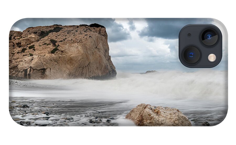 Waves iPhone 13 Case featuring the photograph Rocky Seascape during Storm by Michalakis Ppalis