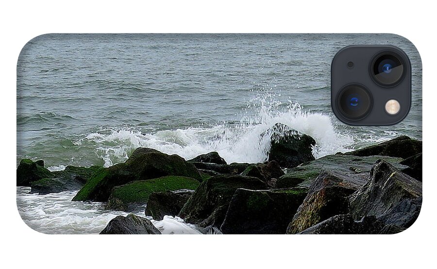 Waves iPhone 13 Case featuring the photograph Rocky Shores of the Atlantic Ocean in Cape May New Jersey by Linda Stern