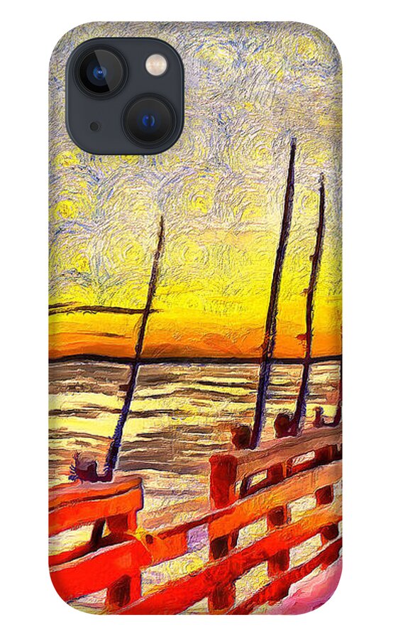 Rods iPhone 13 Case featuring the photograph Rods and Reels on St Simons Pier by Sea Change Vibes