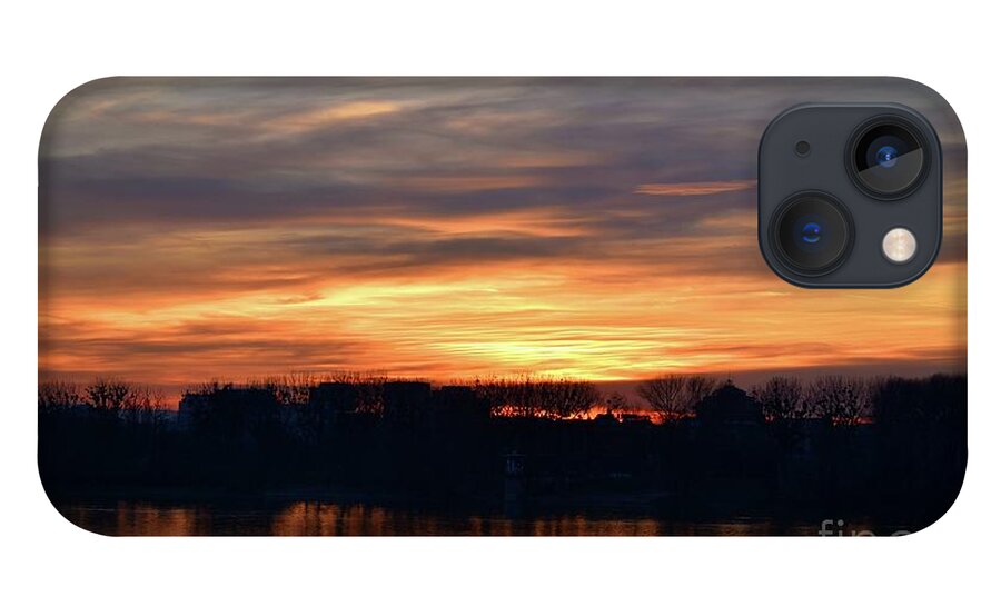 Nature iPhone 13 Case featuring the photograph Romantic Sunset Over Water Caught in Fire by Leonida Arte