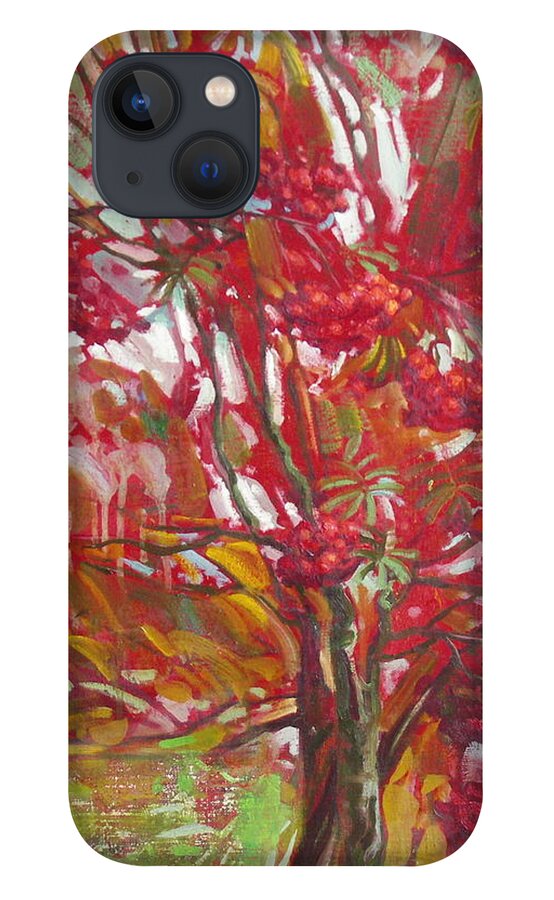 Oil iPhone 13 Case featuring the painting Rowan tree by Sergey Ignatenko
