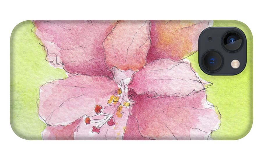 Hibiscus iPhone 13 Case featuring the painting Ruffled Hibiscus #2 by Anne Katzeff