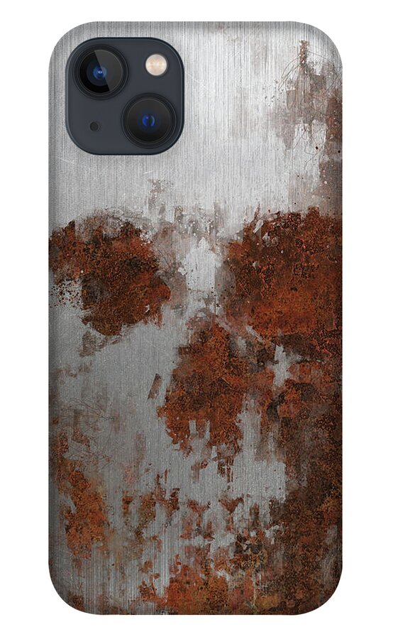 Rust iPhone 13 Case featuring the mixed media Rust Skull by Vart Studio