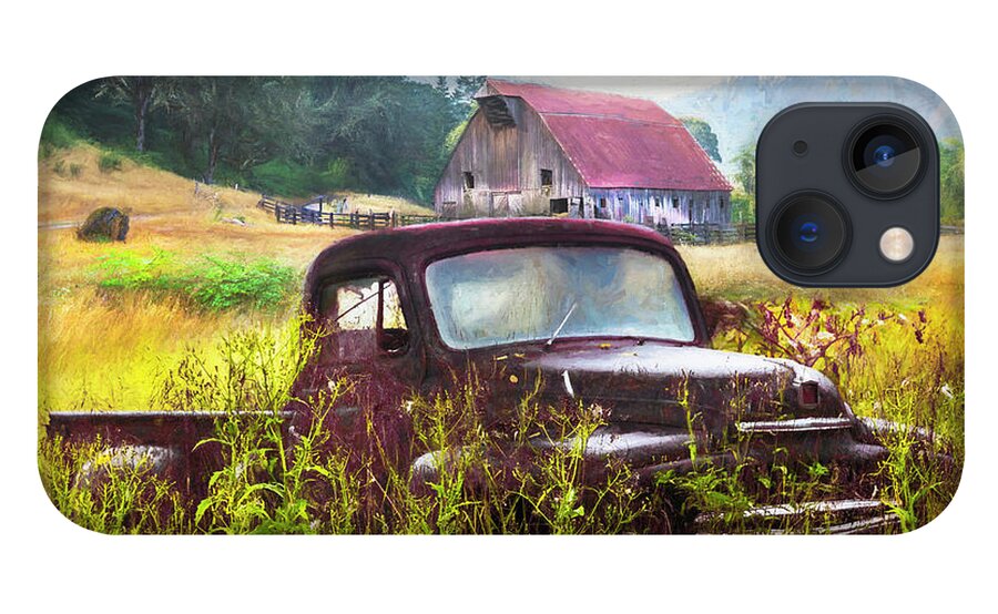 Barns iPhone 13 Case featuring the photograph Rusty Truck Deep in the Wildflowers Painting by Debra and Dave Vanderlaan