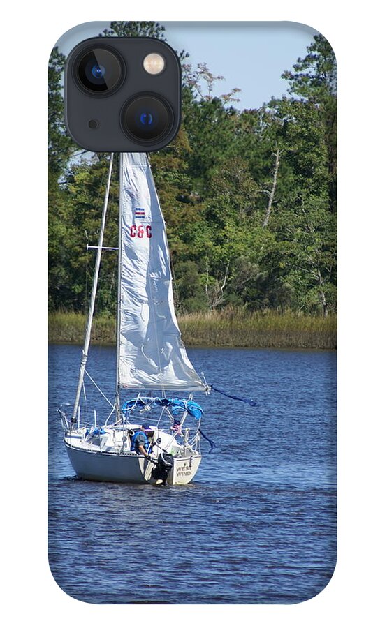  iPhone 13 Case featuring the photograph Sailing on the Brunswick River by Heather E Harman