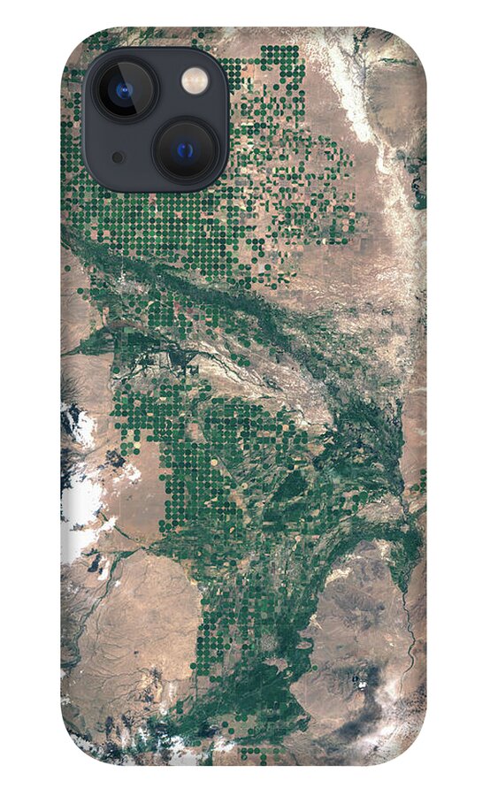 Satellite Image iPhone 13 Case featuring the digital art San Luis Valley, Colorado by Christian Pauschert