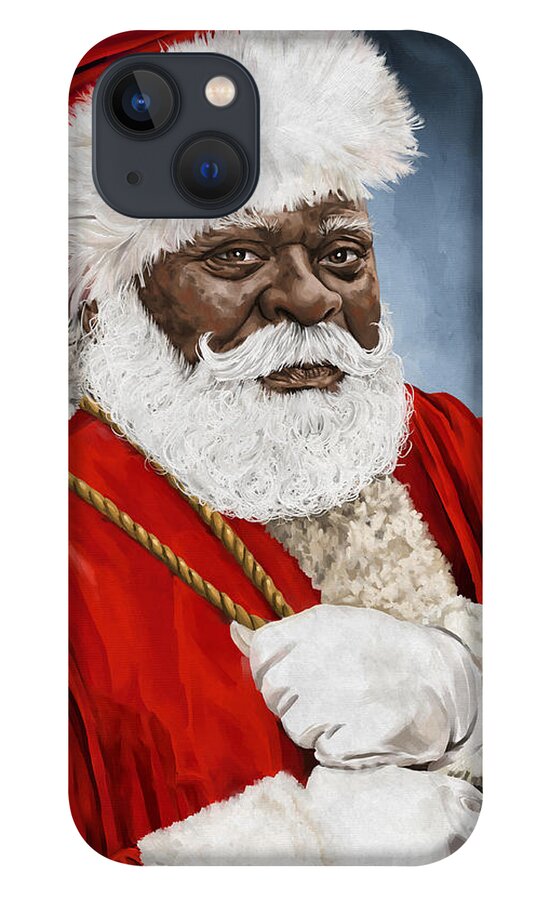 African-american Santa Claus iPhone 13 Case featuring the mixed media Santa Claus - 2021 by Shawn Conn