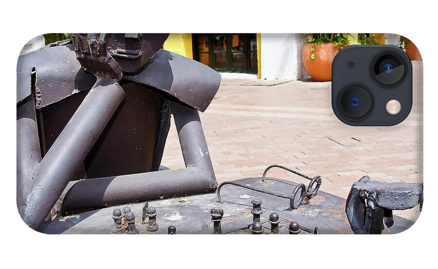 Sculpture Chess Cartagena Colombia iPhone 13 Case featuring the photograph Sculpture Playing Chess - Cartagena, Colombia by David Morehead