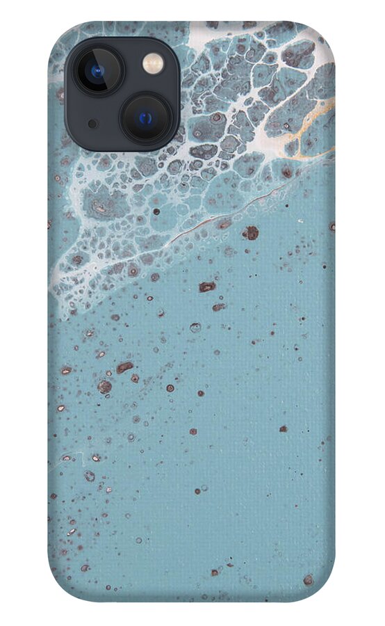 Abstract iPhone 13 Case featuring the painting Seafoam Abstract 2 by Jani Freimann