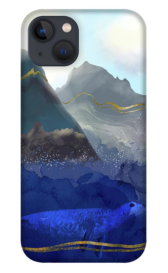 Rising Oceans iPhone 13 Case featuring the digital art Seal Under a Melting Glacier by Andreea Dumez