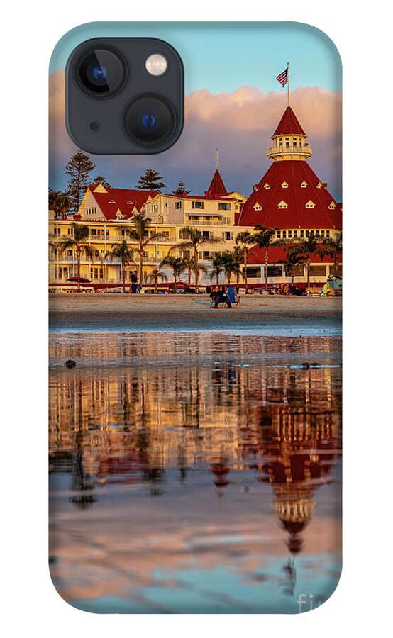 Sunset iPhone 13 Case featuring the photograph Seaside Reflections at the Hotel del Coronado by Sam Antonio