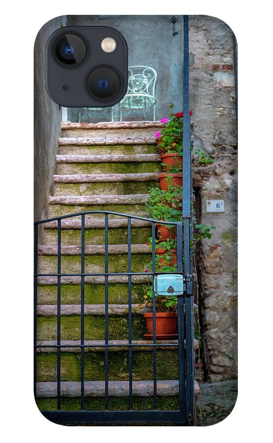 Italy iPhone 13 Case featuring the photograph Seating for Two in Malcesine by W Chris Fooshee