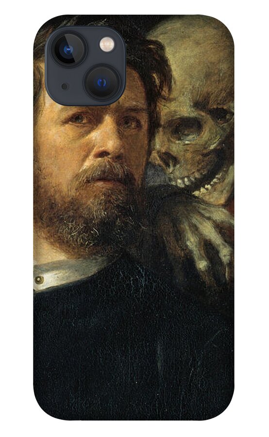 Arnold Boecklin iPhone 13 Case featuring the painting Self Portrait With Death Playing The Fiddle 1872 by Arnold Boecklin