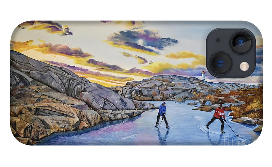 Shinny iPhone 13 Case featuring the painting Shinny at Rock Pool Pond by Marilyn McNish