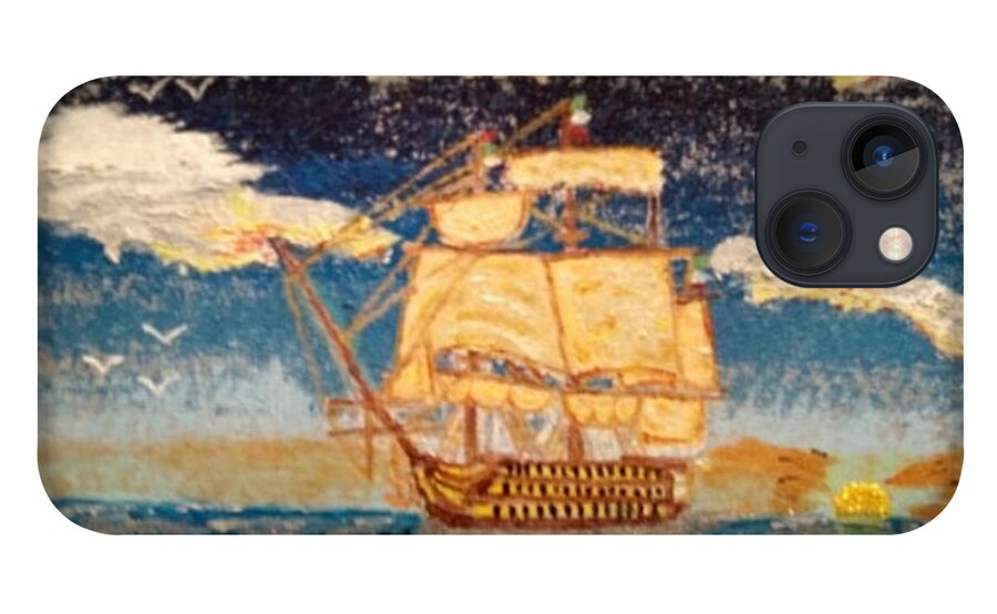 Ship iPhone 13 Case featuring the painting Silver Seas by David Westwood
