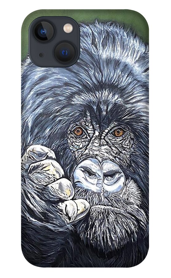  iPhone 13 Case featuring the painting Silverback Gorilla-Gentle Giant by Bill Manson