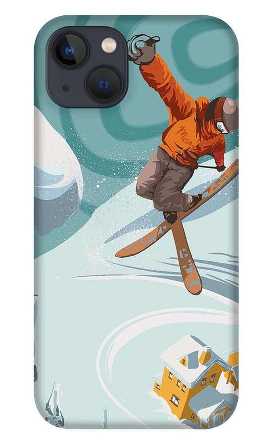 Skiing iPhone 13 Case featuring the painting Ski Freestyler by Sassan Filsoof