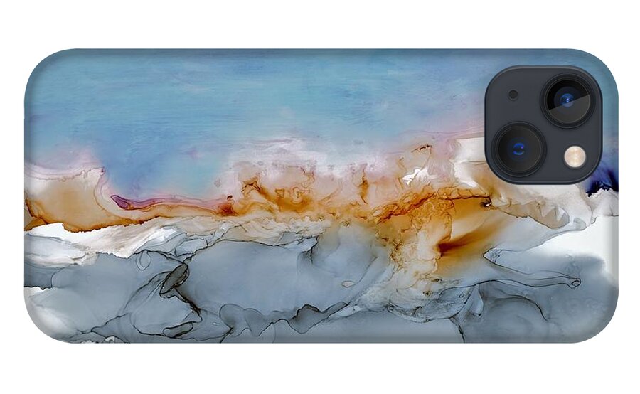 Abstract iPhone 13 Case featuring the painting Ski the Bowl by Angela Marinari