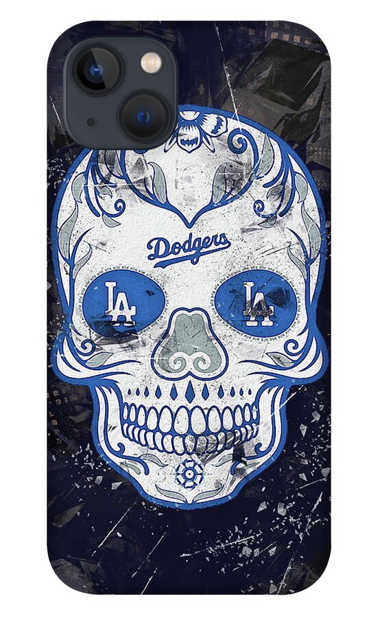 Skull Baseball Los Angeles Dodgers iPhone 13 Case by Leith Huber