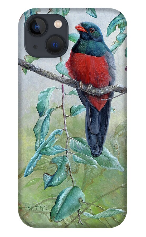 Slaty-tailed Trogon iPhone 13 Case featuring the painting Slaty-tailed Trogon by Barry Kent MacKay
