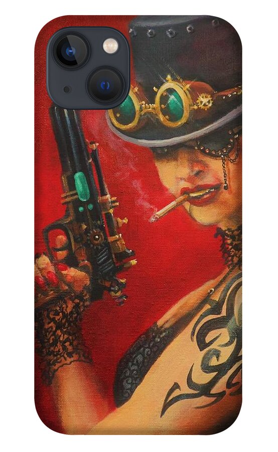 Art Noir iPhone 13 Case featuring the painting Smokin' Hot by Tom Shropshire