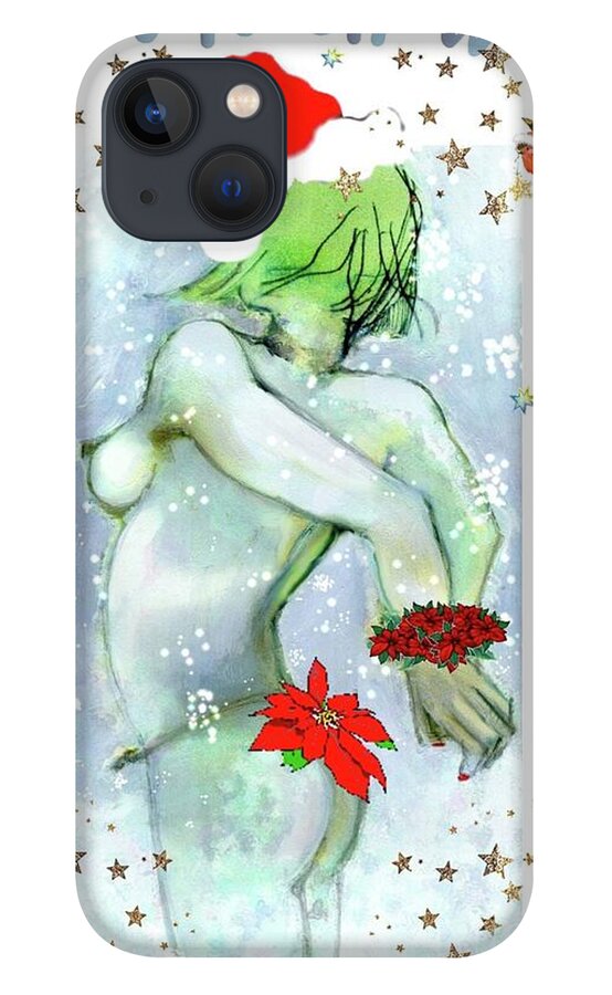 Christmas iPhone 13 Case featuring the painting Snow Angel by Carolyn Weltman