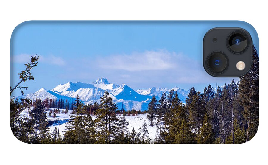 Snow iPhone 13 Case featuring the photograph Snowy Gallatin Mountain Range Above Yellowstone National Park by L Bosco