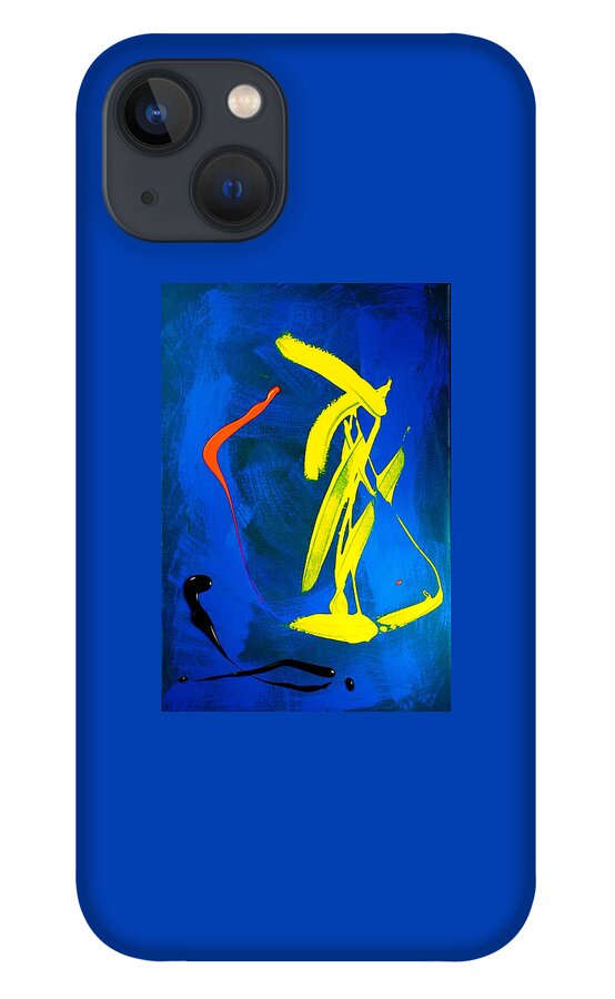Abstract Expressionism iPhone 13 Case featuring the painting Space and Balance by Elf EVANS