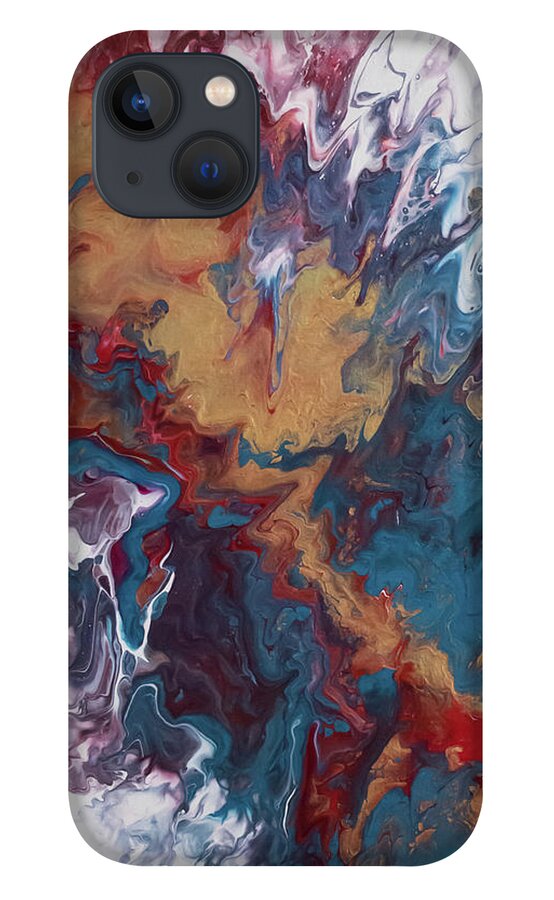 Gold iPhone 13 Case featuring the mixed media Splash of Gold by Aimee Bruno