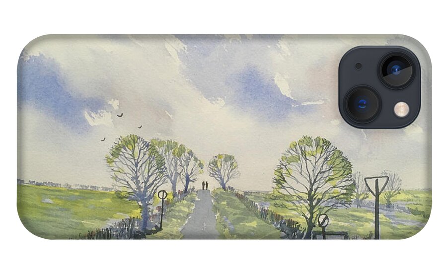 Watercolour iPhone 13 Case featuring the painting Spring Sky over York Road, Kilham by Glenn Marshall